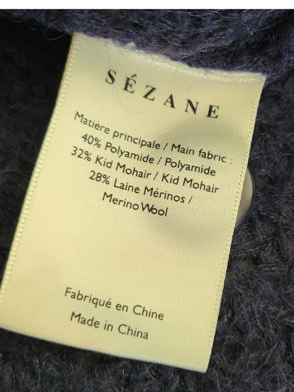 Sezane Navy Ribbed Button-Up V-Neck Cardigan - Picture 3 of 5
